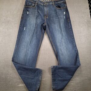 Evolution In Design Mens‎ Actual Sz 41x34 Distressed Dark Wash Denim Jeans Baggy